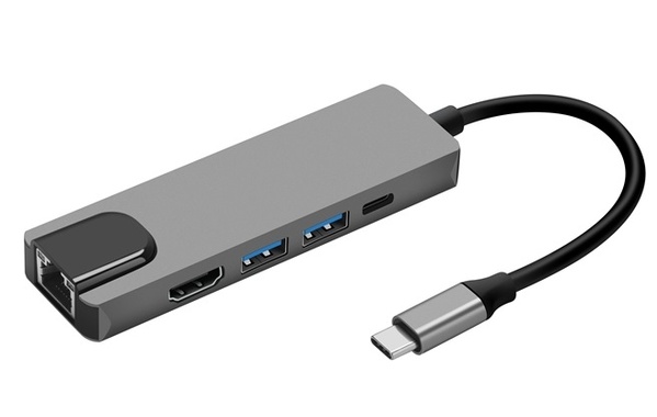 Мережевий адаптер USB-C ProLogix (PR-WUC-103B) 5 in 1 USB3.1 Type C to HDMI+2*USB3.0+USB C PD+Lan PR-WUC-103B фото