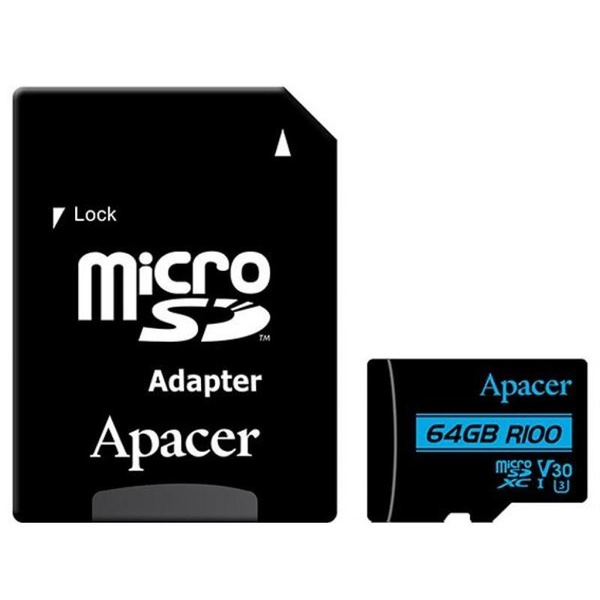 Карта пам`ятi MicroSDXC 64GB UHS-I/U3 Class 10 Apacer + SD adapter (AP64GMCSX10U7-R) AP64GMCSX10U7-R фото