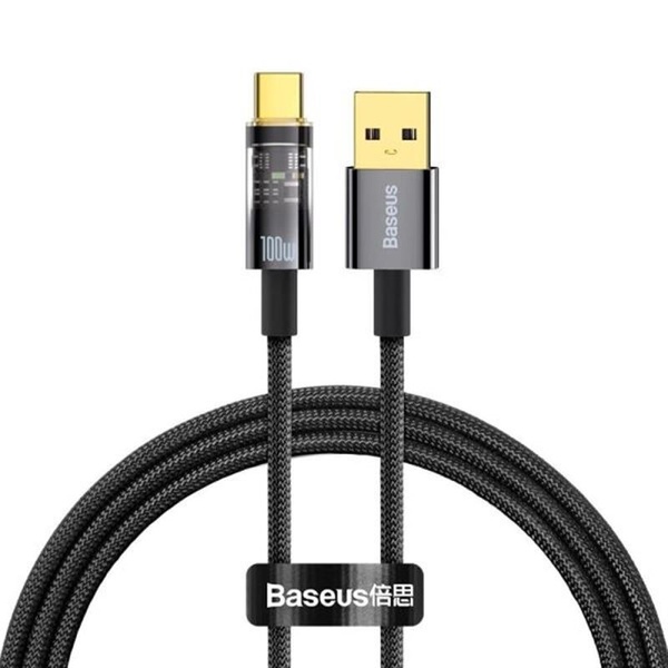 Кабель Baseus Explorer USB-USB Type-C, 5A, 100W, 1м Black (CATS000201) CATS000201 фото