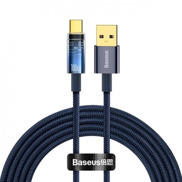 Кабель Baseus Explorer USB-USB Type-C, 5A, 100W, 2м Blue (CATS000303) CATS000303 фото