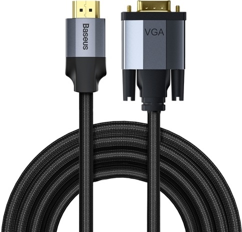 Кабель Baseus Enjoyment HDMI - VGA, (M/M), 2 м, Black-Grey (CAKSX-K0G) CAKSX-K0G фото