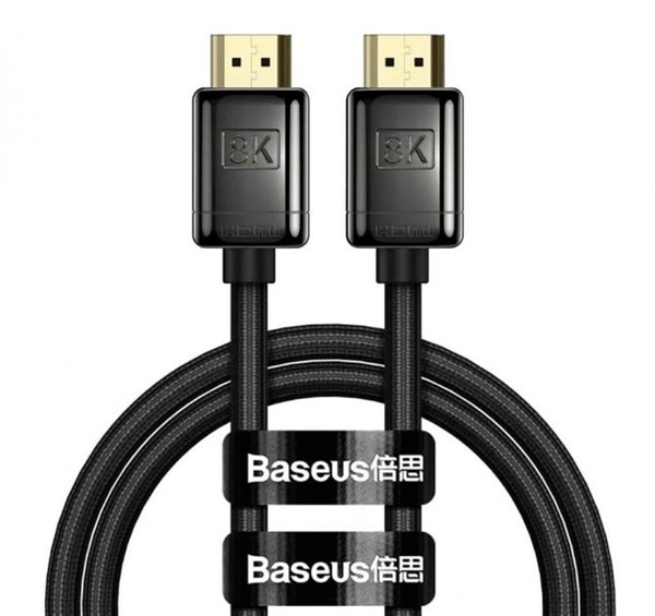 Кабель Baseus High Definition (Zinc alloy) HDMI - HDMI V 2.1, (M/M), 2 м, Black (WKGQ000101) WKGQ000101 фото