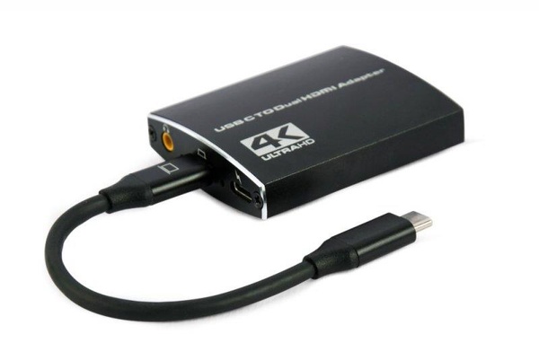 Адаптер Cablexpert (A-CM-HDMIF2-01) USB-C - 2HDMI/PD/Аудіо 3,5 A-CM-HDMIF2-01 фото